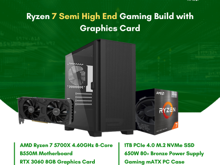 AMD Ryzen 7 5700X 8-Core | B550M | 16GB DDR4 RAM | 1TB NVMe SSD | RTX3060 8G GPU | 650W Bronze PSU | Montech mATX Case | 120mm Air Cooler | CPU Package Sale