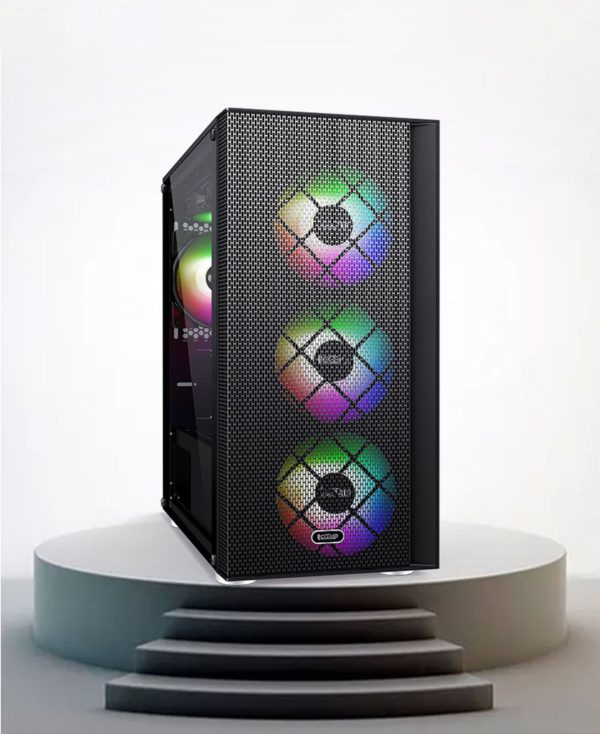 PCcooler GAME 6 Black mATX TG Mid Tower Case (with 1*120mm RGB Fan) Online Sale