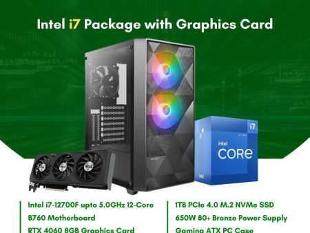 Intel Core i7-12700F | B760 |32GB DDR4 RAM | 1TB NVMe SSD |RTX4060 8G GPU | 650W Bronze PSU | Antec ATX Case | 360m AIO Cooler | CPU Package For Sale