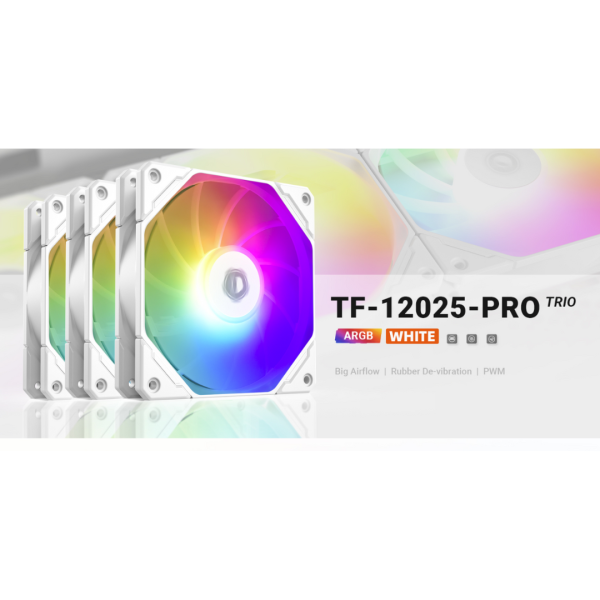 ID Cooling TF-12025 Pro ARGB PWM Trio White Fan ID-FAN-TF-12025-PRO-ARGB-TRIO WHITE Online