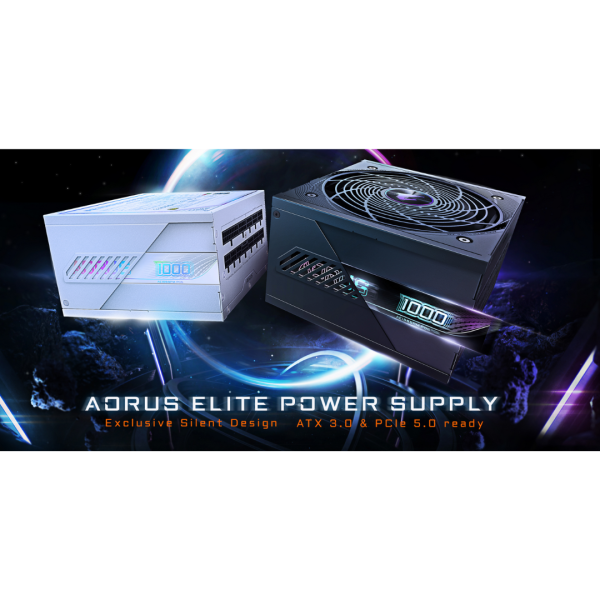 Gigabyte Aorus Elite P1000W 80+ Platinum Modular PCIe 5.0 ICE Power Supply GP-AE1000PM-PG5-ICE For Sale