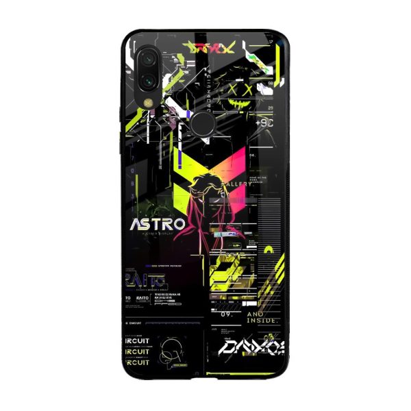 Astro Glitch Glass Case for Xiaomi Redmi Note 7 Pro Hot on Sale