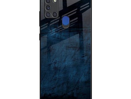 Dark Blue Grunge Glass Case for Samsung A21s Hot on Sale